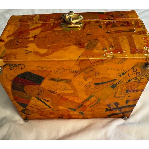 Vintage Decoupaged Wooden Purse Handbag - Picture 7 of 12